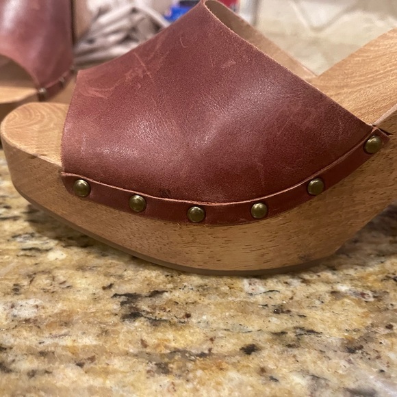 Lucky Brand Nelora Wooden Platform Leather Sandals 8.5 - Picture 12 of 12
